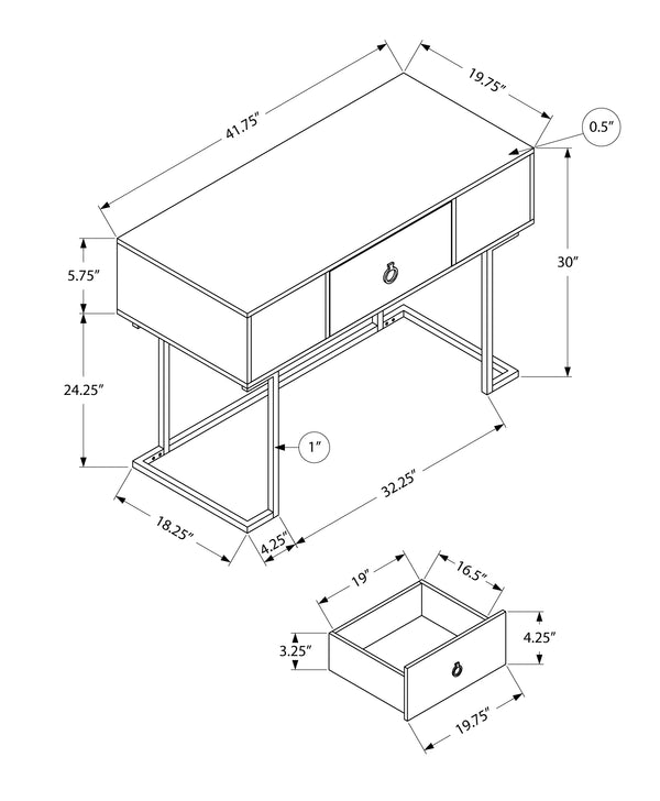 Monarch Specialties Computer Desk, Home Office, Laptop, Storage Drawers, 42"L, Work, Grey Laminate, Black Metal, Contemporary, Modern Grey Mdf,Metal I 7386