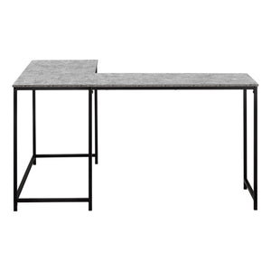 Monarch Specialties Computer Desk, Home Office, Corner, 58"L, L Shape, Work, Laptop, Grey Laminate, Black Metal, Contemporary, Modern  Particle Board,Metal I 7392