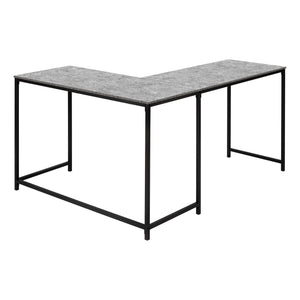 Monarch Specialties Computer Desk, Home Office, Corner, 58"L, L Shape, Work, Laptop, Grey Laminate, Black Metal, Contemporary, Modern  Particle Board,Metal I 7392