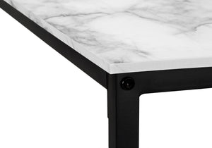 Monarch Specialties Computer Desk, Home Office, Corner, 58"L, L Shape, Work, Laptop, White Marble Look Laminate, Black Metal, Contemporary, Modern  Particle Board,Metal I 7393
