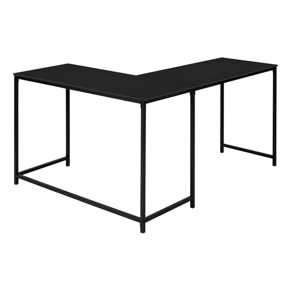 Monarch Specialties Computer Desk, Home Office, Corner, 58"L, L Shape, Work, Laptop, Black Laminate, Black Metal, Contemporary, Modern  Particle Board,Metal I 7394