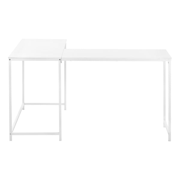Monarch Specialties Computer Desk, Home Office, Corner, 58"L, L Shape, Work, Laptop, White Laminate, White Metal, Contemporary, Modern  Particle Board,Metal I 7395