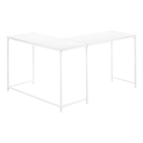 Monarch Specialties Computer Desk, Home Office, Corner, 58"L, L Shape, Work, Laptop, White Laminate, White Metal, Contemporary, Modern  Particle Board,Metal I 7395