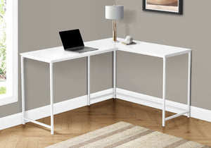 Monarch Specialties Computer Desk, Home Office, Corner, 58"L, L Shape, Work, Laptop, White Laminate, White Metal, Contemporary, Modern  Particle Board,Metal I 7395