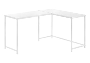 Monarch Specialties Computer Desk, Home Office, Corner, 58"L, L Shape, Work, Laptop, White Laminate, White Metal, Contemporary, Modern  Particle Board,Metal I 7395