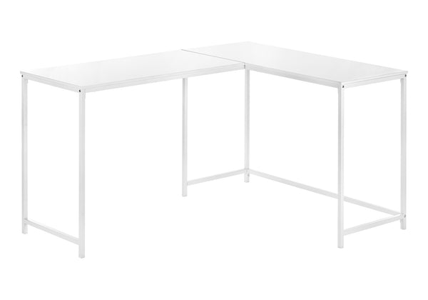 Monarch Specialties Computer Desk, Home Office, Corner, 58"L, L Shape, Work, Laptop, White Laminate, White Metal, Contemporary, Modern  Particle Board,Metal I 7395