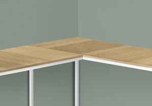 Monarch Specialties Computer Desk, Home Office, Corner, 58"L, L Shape, Work, Laptop, Natural Laminate, White Metal, Contemporary, Modern Natural Particle Board,Metal I 7397