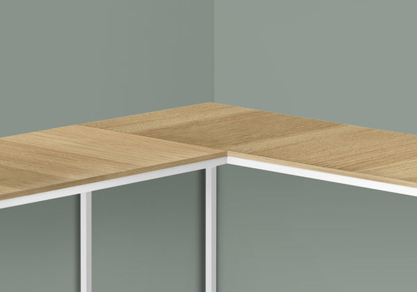 Monarch Specialties Computer Desk, Home Office, Corner, 58"L, L Shape, Work, Laptop, Natural Laminate, White Metal, Contemporary, Modern Natural Particle Board,Metal I 7397