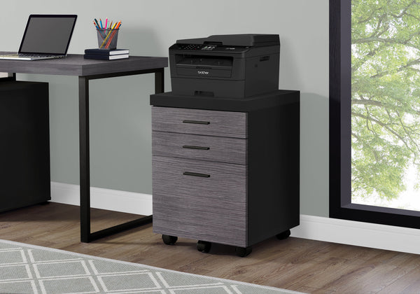 Monarch Specialties File Cabinet, Rolling Mobile, Storage Drawers, Printer Stand, Office, Work, Black And Grey Laminate, Contemporary, Modern Black,Grey, Grey Particle Board,Hollow,Core,Laminate,Mdf,Plastic I 7403