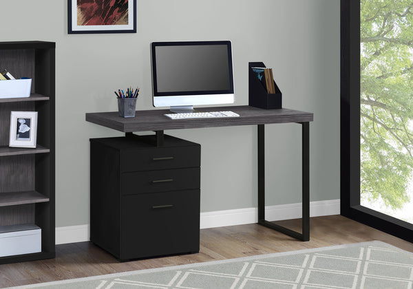 Monarch Specialties Computer Desk, Home Office, Laptop, Left, Right Set-up, Storage Drawers, 48"L, Work, Black And Grey Laminate, Black Metal, Contemporary, Modern Black,Grey, Grey Particle Board,Hollow,Core,Laminate,Mdf,Metal,Plastic I 7411