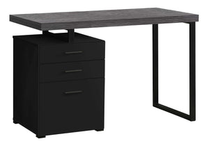 Monarch Specialties Computer Desk, Home Office, Laptop, Left, Right Set-up, Storage Drawers, 48"L, Work, Black And Grey Laminate, Black Metal, Contemporary, Modern Black,Grey, Grey Particle Board,Hollow,Core,Laminate,Mdf,Metal,Plastic I 7411