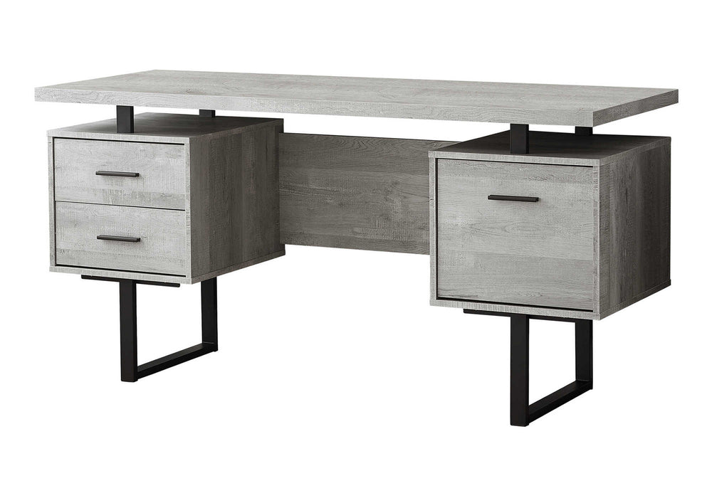Monarch Specialties Computer Desk, Home Office, Laptop, Left, Right Set-up, Storage Drawers, 60"L, Work, Grey Laminate, Black Metal, Contemporary, Modern Grey,Black, Black Particle Board,Hollow,Core,Laminate,Mdf,Metal I 7417