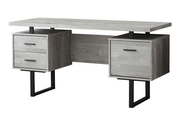 Monarch Specialties Computer Desk, Home Office, Laptop, Left, Right Set-up, Storage Drawers, 60"L, Work, Grey Laminate, Black Metal, Contemporary, Modern Grey,Black, Black Particle Board,Hollow,Core,Laminate,Mdf,Metal I 7417