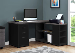 Monarch Specialties Computer Desk, Home Office, Corner, Left, Right Set-up, Storage Drawers, L Shape, Work, Laptop, Black And Grey Laminate, Contemporary, Modern Black,Grey, Grey Particle Board,Hollow,Core,Laminate,Mdf I 7419
