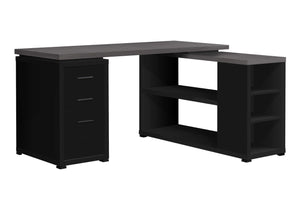 Monarch Specialties Computer Desk, Home Office, Corner, Left, Right Set-up, Storage Drawers, L Shape, Work, Laptop, Black And Grey Laminate, Contemporary, Modern Black,Grey, Grey Particle Board,Hollow,Core,Laminate,Mdf I 7419