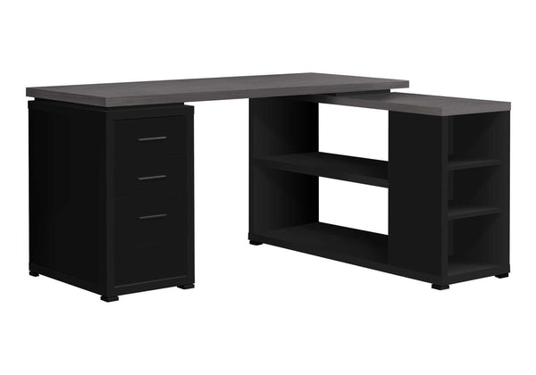 Monarch Specialties Computer Desk, Home Office, Corner, Left, Right Set-up, Storage Drawers, L Shape, Work, Laptop, Black And Grey Laminate, Contemporary, Modern Black,Grey, Grey Particle Board,Hollow,Core,Laminate,Mdf I 7419