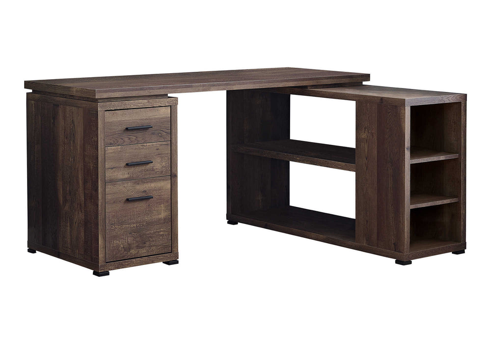 Monarch Specialties Computer Desk, Home Office, Corner, Left, Right Set-up, Storage Drawers, L Shape, Work, Laptop, Brown Laminate, Contemporary, Modern Brown Particle Board,Hollow,Core,Laminate,Mdf I 7420