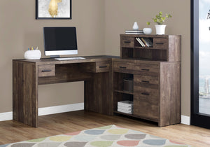 Monarch Specialties Computer Desk, Home Office, Corner, Left, Right Set-up, Storage Drawers, L Shape, Work, Laptop, Brown Laminate, Contemporary, Modern Brown Particle Board,Hollow,Core,Laminate,Mdf I 7427