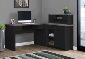 Monarch Specialties Computer Desk, Home Office, Corner, Left, Right Set-up, Storage Drawers, L Shape, Work, Laptop, Black And Grey Laminate, Contemporary, Modern Black,Grey, Grey Particle Board,Hollow,Core,Laminate,Mdf I 7430