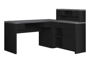 Monarch Specialties Computer Desk, Home Office, Corner, Left, Right Set-up, Storage Drawers, L Shape, Work, Laptop, Black And Grey Laminate, Contemporary, Modern Black,Grey, Grey Particle Board,Hollow,Core,Laminate,Mdf I 7430