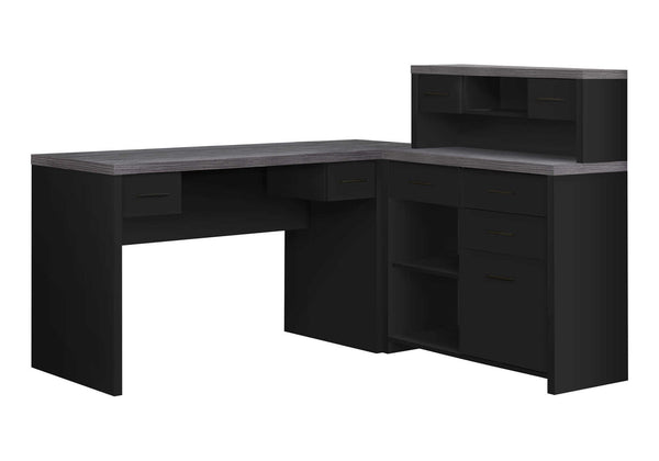 Monarch Specialties Computer Desk, Home Office, Corner, Left, Right Set-up, Storage Drawers, L Shape, Work, Laptop, Black And Grey Laminate, Contemporary, Modern Black,Grey, Grey Particle Board,Hollow,Core,Laminate,Mdf I 7430