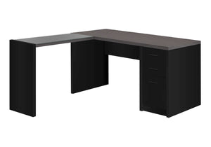 Monarch Specialties Computer Desk, Home Office, Corner, Storage Drawers, L Shape, Work, Laptop, Black And Grey Laminate, Tempered Glass, Contemporary, Modern Black Particle Board,Glass,Hollow,Core,Laminate,Mdf,Metal,Tempered Glass I 7431