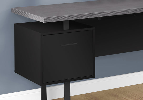 Monarch Specialties Computer Desk, Home Office, Corner, Left, Right Set-up, Storage Drawers, 70"L, L Shape, Work, Laptop, Black And Grey Laminate, Black Metal, Contemporary, Modern Black,Grey, Grey Particle Board,Hollow,Core,Laminate,Mdf,Metal I 7432