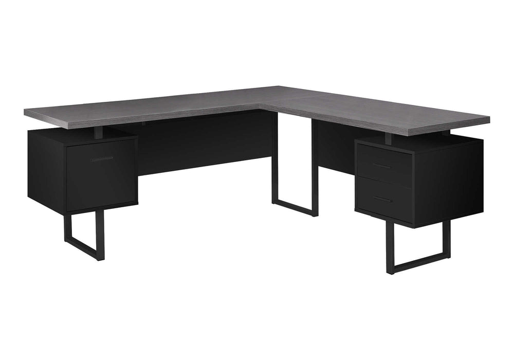 Monarch Specialties Computer Desk, Home Office, Corner, Left, Right Set-up, Storage Drawers, 70"L, L Shape, Work, Laptop, Black And Grey Laminate, Black Metal, Contemporary, Modern Black,Grey, Grey Particle Board,Hollow,Core,Laminate,Mdf,Metal I 7432