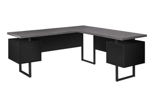 Monarch Specialties Computer Desk, Home Office, Corner, Left, Right Set-up, Storage Drawers, 70"L, L Shape, Work, Laptop, Black And Grey Laminate, Black Metal, Contemporary, Modern Black,Grey, Grey Particle Board,Hollow,Core,Laminate,Mdf,Metal I 7432