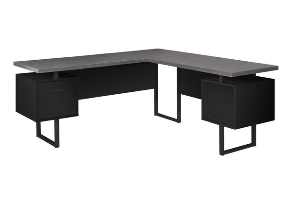 Monarch Specialties Computer Desk, Home Office, Corner, Left, Right Set-up, Storage Drawers, 70"L, L Shape, Work, Laptop, Black And Grey Laminate, Black Metal, Contemporary, Modern Black,Grey, Grey Particle Board,Hollow,Core,Laminate,Mdf,Metal I 7432