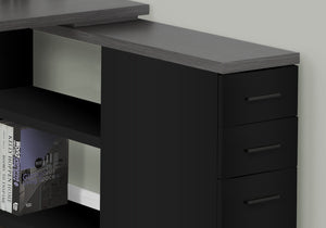 Monarch Specialties Computer Desk, Home Office, Corner, Left, Right Set-up, Storage Drawers, L Shape, Work, Laptop, Black And Grey Laminate, Black Metal, Contemporary, Modern Black,Grey, Grey Particle Board,Hollow,Core,Laminate,Mdf,Metal I 7433