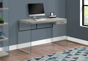 Monarch Specialties Computer Desk, Home Office, Laptop, Storage Drawers, 48"L, Work, Grey Laminate, Clear Tempered Glass, Contemporary, Modern Grey Particle Board,Glass,Laminate,Metal,Tempered Glass I 7445