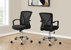 Monarch Specialties Office Chair, Adjustable Height, Swivel, Ergonomic, Armrests, Computer Desk, Work, Black Mesh, Chrome Metal, Contemporary, Modern Black Foam,Metal,Nylon,Plywood,Polypropylene,Polyester I 7460