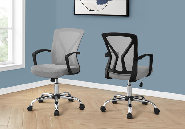 Monarch Specialties Office Chair, Adjustable Height, Swivel, Ergonomic, Armrests, Computer Desk, Work, Grey Mesh, Chrome Metal, Contemporary, Modern Grey Foam,Metal,Nylon,Plywood,Polypropylene,Polyester I 7461