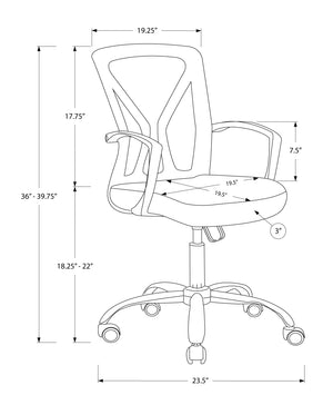 Monarch Specialties Office Chair, Adjustable Height, Swivel, Ergonomic, Armrests, Computer Desk, Work, Grey Mesh, Chrome Metal, Contemporary, Modern Grey Foam,Metal,Nylon,Plywood,Polypropylene,Polyester I 7461