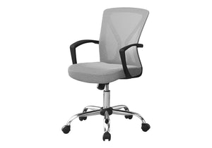 Monarch Specialties Office Chair, Adjustable Height, Swivel, Ergonomic, Armrests, Computer Desk, Work, Grey Mesh, Chrome Metal, Contemporary, Modern Grey Foam,Metal,Nylon,Plywood,Polypropylene,Polyester I 7461