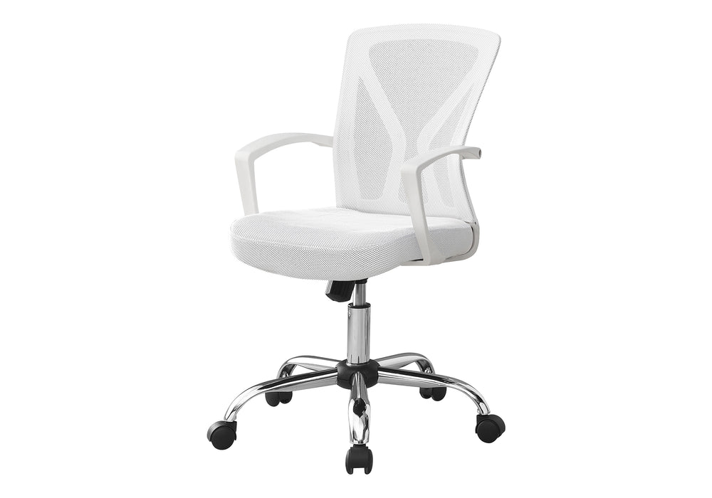 Monarch Specialties Office Chair, Adjustable Height, Swivel, Ergonomic, Armrests, Computer Desk, Work, White Mesh, Chrome Metal, Contemporary, Modern White Foam,Metal,Nylon,Plywood,Polypropylene,Polyester I 7462