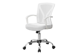 Monarch Specialties Office Chair, Adjustable Height, Swivel, Ergonomic, Armrests, Computer Desk, Work, White Mesh, Chrome Metal, Contemporary, Modern White Foam,Metal,Nylon,Plywood,Polypropylene,Polyester I 7462