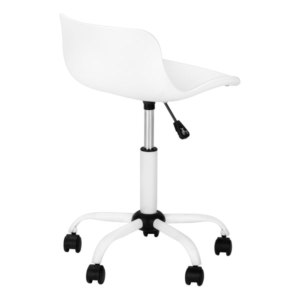 Monarch Specialties Office Chair, Adjustable Height, Swivel, Ergonomic, Computer Desk, Work, Juvenile, White Leather Look, White Metal, Contemporary, Modern White Metal,Foam,Polypropylene,Polyurethane I 7463