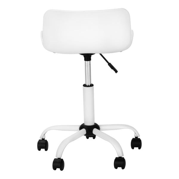 Monarch Specialties Office Chair, Adjustable Height, Swivel, Ergonomic, Computer Desk, Work, Juvenile, White Leather Look, White Metal, Contemporary, Modern White Metal,Foam,Polypropylene,Polyurethane I 7463