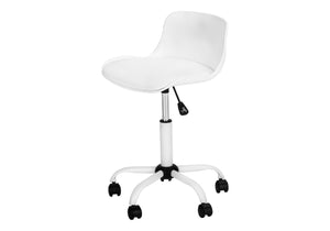 Monarch Specialties Office Chair, Adjustable Height, Swivel, Ergonomic, Computer Desk, Work, Juvenile, White Leather Look, White Metal, Contemporary, Modern White Metal,Foam,Polypropylene,Polyurethane I 7463