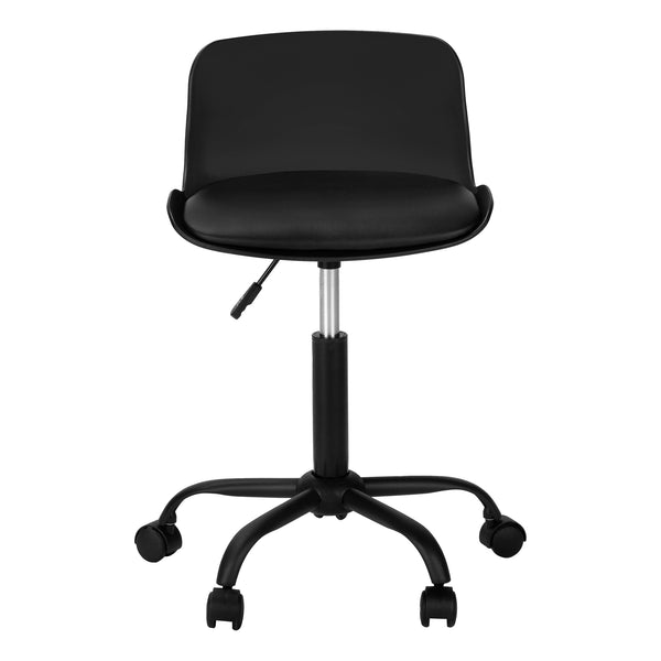 Monarch Specialties Office Chair, Adjustable Height, Swivel, Ergonomic, Computer Desk, Work, Juvenile, Black Leather Look, White Metal, Contemporary, Modern Black Metal,Foam,Polypropylene,Polyurethane I 7464