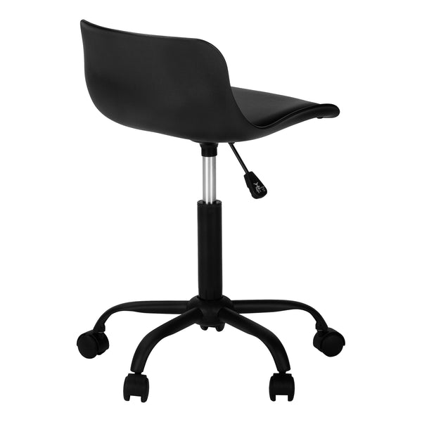 Monarch Specialties Office Chair, Adjustable Height, Swivel, Ergonomic, Computer Desk, Work, Juvenile, Black Leather Look, White Metal, Contemporary, Modern Black Metal,Foam,Polypropylene,Polyurethane I 7464