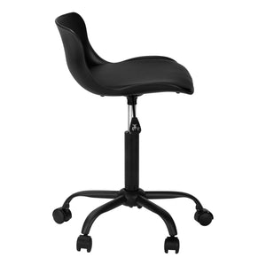 Monarch Specialties Office Chair, Adjustable Height, Swivel, Ergonomic, Computer Desk, Work, Juvenile, Black Leather Look, White Metal, Contemporary, Modern Black Metal,Foam,Polypropylene,Polyurethane I 7464