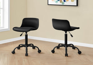 Monarch Specialties Office Chair, Adjustable Height, Swivel, Ergonomic, Computer Desk, Work, Juvenile, Black Leather Look, White Metal, Contemporary, Modern Black Metal,Foam,Polypropylene,Polyurethane I 7464