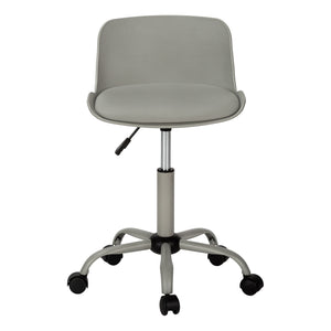 Monarch Specialties Office Chair, Adjustable Height, Swivel, Ergonomic, Computer Desk, Work, Juvenile, Grey Leather Look, Grey Metal, Contemporary, Modern Grey Metal,Foam,Polypropylene,Polyurethane I 7465