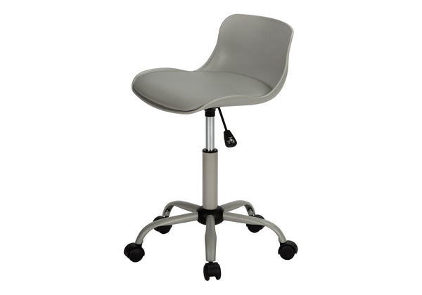 Monarch Specialties Office Chair, Adjustable Height, Swivel, Ergonomic, Computer Desk, Work, Juvenile, Grey Leather Look, Grey Metal, Contemporary, Modern Grey Metal,Foam,Polypropylene,Polyurethane I 7465