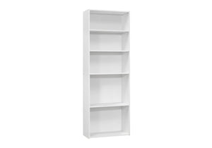 Monarch Specialties Bookshelf, Bookcase, 6 Tier, 72"H, Office, Bedroom, White Laminate, Transitional White Particle Board,Laminate I 7470