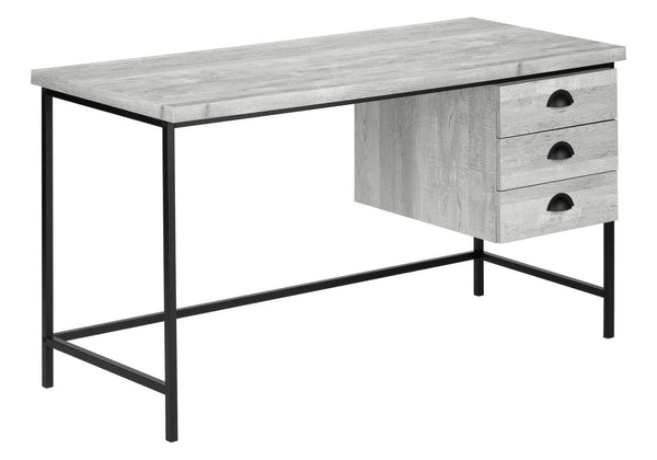 Monarch Specialties Computer Desk, Home Office, Laptop, Storage Drawers, 55"L, Work, Grey Laminate, Black Metal, Contemporary, Modern Grey Particle Board,Hollow,Core,Laminate,Mdf,Metal I 7486