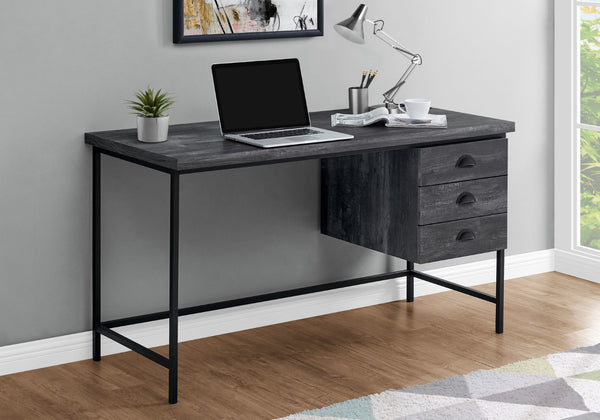Monarch Specialties Computer Desk, Home Office, Laptop, Storage Drawers, 55"L, Work, Black Laminate, Black Metal, Contemporary, Modern Black Particle Board,Hollow,Core,Laminate,Mdf,Metal I 7488